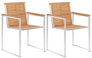 vidaXL Καρέκλες Κήπου 2 τεμ. από Μασίφ Ξύλο Teak/Ανοξείδωτο Ατσάλι