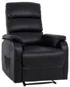 Πολυθρόνα C8316.01 με Μηχανισμό Relax - Massage &amp; PU Μαύρο 78x97x97 εκ. 78x97x97 εκ.