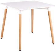 ART Τραπέζι Τραπεζαρίας Άσπρο MDF, Πόδια Οξιά Φυσικό