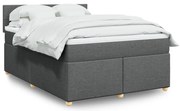 vidaXL Κρεβάτι Boxspring με Στρώμα Σκούρο Γκρι 140x200 εκ Υφασμάτινο