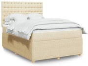 vidaXL Κρεβάτι Boxspring με Στρώμα Κρεμ 140x200 εκ. Υφασμάτινο