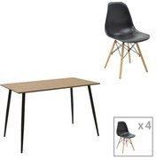 Σετ Τραπεζαρίας Cuba - Julita 5 τεμ Mdf σε Sonoma - Μαύρο - Φυσικό 120x70x76εκ. 120x70x76 εκ.