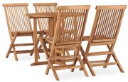 vidaXL Σετ Τραπεζαρίας Εξ. Χώρου Πτυσσόμενο 5 τεμ. από Μασίφ Ξύλο Teak