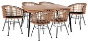 Σετ Κήπου Τραπεζαρία ALLEGRA C10496 7 τεμ Μαύρο με Τραπέζι 160x90x78 εκ. & 6 Καρέκλες Wicker Μπέζ