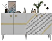 Μπουφές Iris 475OLV2757 150x40x79cm White-Gold Μοριοσανίδα, Μελαμίνη