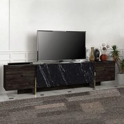 Έπιπλο τηλεόρασης Veyron Megapap χρώμα μαύρο rebab - μαύρο εφέ μαρμάρου 180x32,3x45εκ.