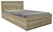 Κρεβάτι Olympus pakoworld με συρτάρι castillo-oak 100x200εκ