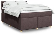 vidaXL Κρεβάτι Boxspring με Στρώμα Σκούρο Καφέ 140x200 εκ Υφασμάτινο