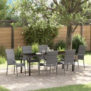 vidaXL Σέτ φαγητού για κήπο 7 pcs Γκρι Κανονικός Ράτα PE