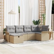 vidaXL Σετ 6 Τεμαχίων Καναπέ Κήπου με Μαξιλάρια Μπεζ Πολυ Ρατάν, vidaXL 2-θέσιος Καναπές Κήπου με Αποθήκη &amp; Μαξιλάρια Μπεζ Πολυ Ρατάν