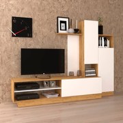 Σύνθεση Τηλεόρασης Melisa 240x45x180εκ Χρυσός Δρύς Με Λευκό TO-MELISA