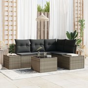vidaXL 4 Τεμαχίων Σετ Καναπέ Κήπου με Μαξιλάρια Γκρι Πολυ Ρατάν