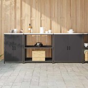 vidaXL Σετ Αποθήκευσης Κουζίνας με ράφι 3 pcs Μαύρο 240 x 50 x 92 εκ