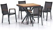 Τραπεζαρία Κήπου Samara (Σετ 5Τμχ) 561CLR1306 94x94x78cm Walnut-Black 4 Θέσεων