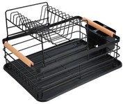 Estia Πιατοθήκη Διώροφη Bamboo Essentials Μεταλλική Με Λαβές 41x30x20cm Μαύρη 01-23546
