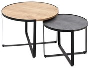 Σετ τραπεζάκια σαλονιού Davis Megapap 2τμχ. χρώμα φυσικό οξιάς/γκρι σκυροδέματος 70x69x46εκ.