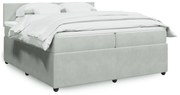 vidaXL Κρεβάτι Boxspring με Στρώμα Ανοιχτό Γκρι 200x200 εκ. Βελούδινο