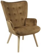 Intrahome Πολυθρόνα Fluffy Intrahome βελούδο ταμπά-φυσικό πόδι 75x69x96εκ | SKU: INTRAPA-366111137