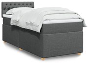 vidaXL Κρεβάτι Boxspring με Στρώμα Σκούρο Γκρι 90x190 εκ. Υφασμάτινο