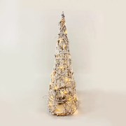 "RATTAN CONE TREE WITH SNOW" 50 MINI WW LED ΛΑΜΠ. ΜΠΑΤ. 3ΧΑΑ,IP20 Φ27.5X90CM ACA X11501110