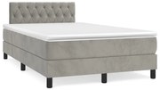 vidaXL Κρεβάτι Boxspring με Στρώμα Ανοιχτό Γκρι 120x190 εκ. Βελούδινο