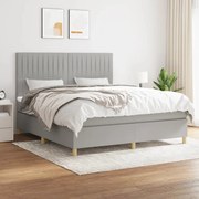 Κρεβάτι Boxspring με Στρώμα Ανοιχτό Γκρι 180x200 εκ. Υφασμάτινο