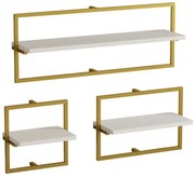 Ράφια Τοίχου Yeso (Σετ 3Τμχ) 835PUQ6275 80/45/30x20x30cm White-Gold