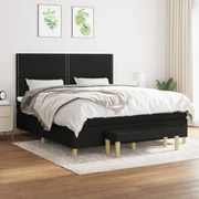 Κρεβάτι Boxspring με Στρώμα Μαύρο 180x200 εκ. Υφασμάτινο