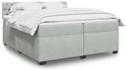 vidaXL Κρεβάτι Boxspring με Στρώμα Ανοιχτό Γκρι 200x200 εκ. Βελούδινο
