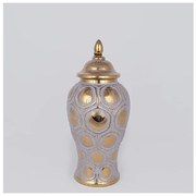 Βάζο Κεραμικό Γκρι &amp; Χρυσό 17.7x17.7x40cm 752-20349 Estheti 752-20349 Χρυσό