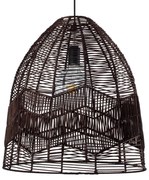 01752 GloboStar®  ALOHA 01752 Boho Κρεμαστό Φωτιστικό Καμπάνα Μονόφωτο 1 x E27 IP20 Καφέ Σχοινί - Μ43 x Π43 x Y46cm