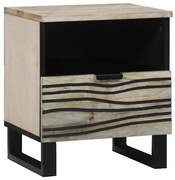 vidaXL Κομοδίνο Λευκό και μαύρο 40 x 33 x 46 εκ. Μασίφ ξύλο μάνγκο