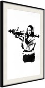 Αφίσα - Banksy: Mona Lisa with Bazooka II - 40x60 - Μαύρο - Με πασπαρτού