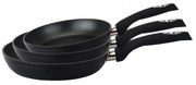 Σετ 3 τηγάνια Royalty Line FM3F, 20/24/28 cm, Μαρμάρινο φινίρισμα, Επαγωγή, Ανθεκτικές στη θερμότητα λαβές, Μαύρο