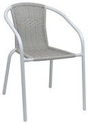 Πολυθρόνα BALENO-W Στοιβαζόμενη Λευκό/Μπεζ Wicker/Μέταλλο 52x60x72cm