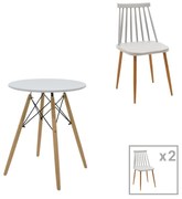 Intrahome Τραπεζαρία Aurora-EVERESTA Intrahome σετ 3τεμ pp-mdf σε γκρι-λευκό-φυσική απόχρωση Φ60x73εκ | SKU: INTRAPA-311111088