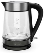 Βραστήρας γυάλινος Tesla КТ300Х, 2200W, 1.7 Lt, Ανοξείδωτη καλυμμένη αντίσταση, Έλεγχος STRIX, Μαύρο χρώμα