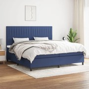 vidaXL Κρεβάτι Boxspring με Στρώμα Μπλε 200x200 εκ. Υφασμάτινο