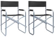 vidaXL Καρέκλες Σκηνοθέτη 2 τεμ. Μαύρες Ατσάλινες