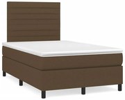 Κρεβάτι Boxspring με Στρώμα Σκούρο Καφέ 120x190 εκ Υφασμάτινο