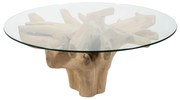 Coffee Table S Line ρίζα  με γυάλινη επιφάνεια S1628-00N3