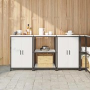 Σετ Αποθήκευσης Κουζίνας με ράφι με πόρτα 3 pcs Λευκό Ατσάλι