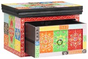 vidaXL Κομοδίνο με συρτάρι Πολύχρωμο 40 x 30 x 28 εκ Μασίφ ξύλο μάνγκο
