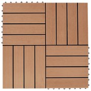 Πλακάκια Deck 11 τεμ. Χρώμα Teak 30 x 30 εκ. 1 μ² από WPC - Καφέ