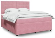 vidaXL Κρεβάτι Boxspring με Στρώμα Ροζ 180x200 εκ. Βελούδινο