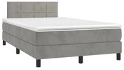 vidaXL Κρεβάτι Boxspring με Στρώμα & LED Αν.Γκρι 120x190εκ. Βελούδινο