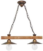 Φωτιστικό Οροφής Δίφωτο Heronia Petra 30-0037 Bronze/Natural Wood