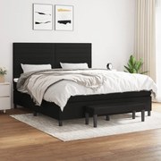 Κρεβάτι Boxspring με Στρώμα Μαύρο 160x200 εκ. Υφασμάτινο - Μαύρο