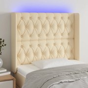 Κεφαλάρι Κρεβατιού LED Κρεμ 103x16x118/128 εκ. Υφασμάτινο 3124379