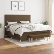 Κρεβάτι Boxspring με Στρώμα Σκούρο Καφέ 180x200 εκ Υφασμάτινο - Καφέ